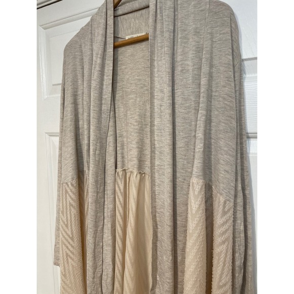 Pebble and Stone Duster Cardigan Open Front Ruana Tan 1X Casual Lounge Long - Picture 1 of 8